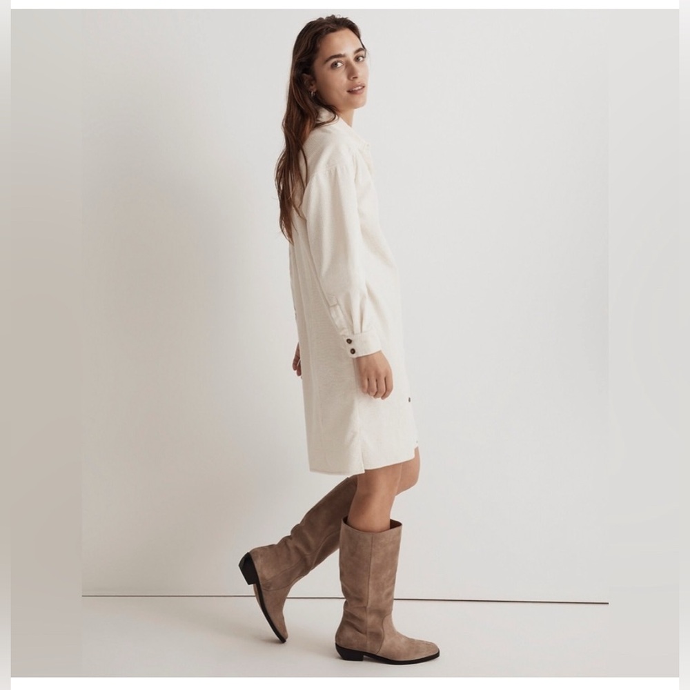 New Madewell Corduroy Easy Mini Shirtdress Lighthouse Size SMALL Women - Picture 2 of 12
